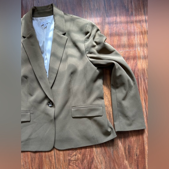 Nine West Olive Green Size 16 Blazer Structured Suit Jacket Professional Work - Picture 2 of 6
